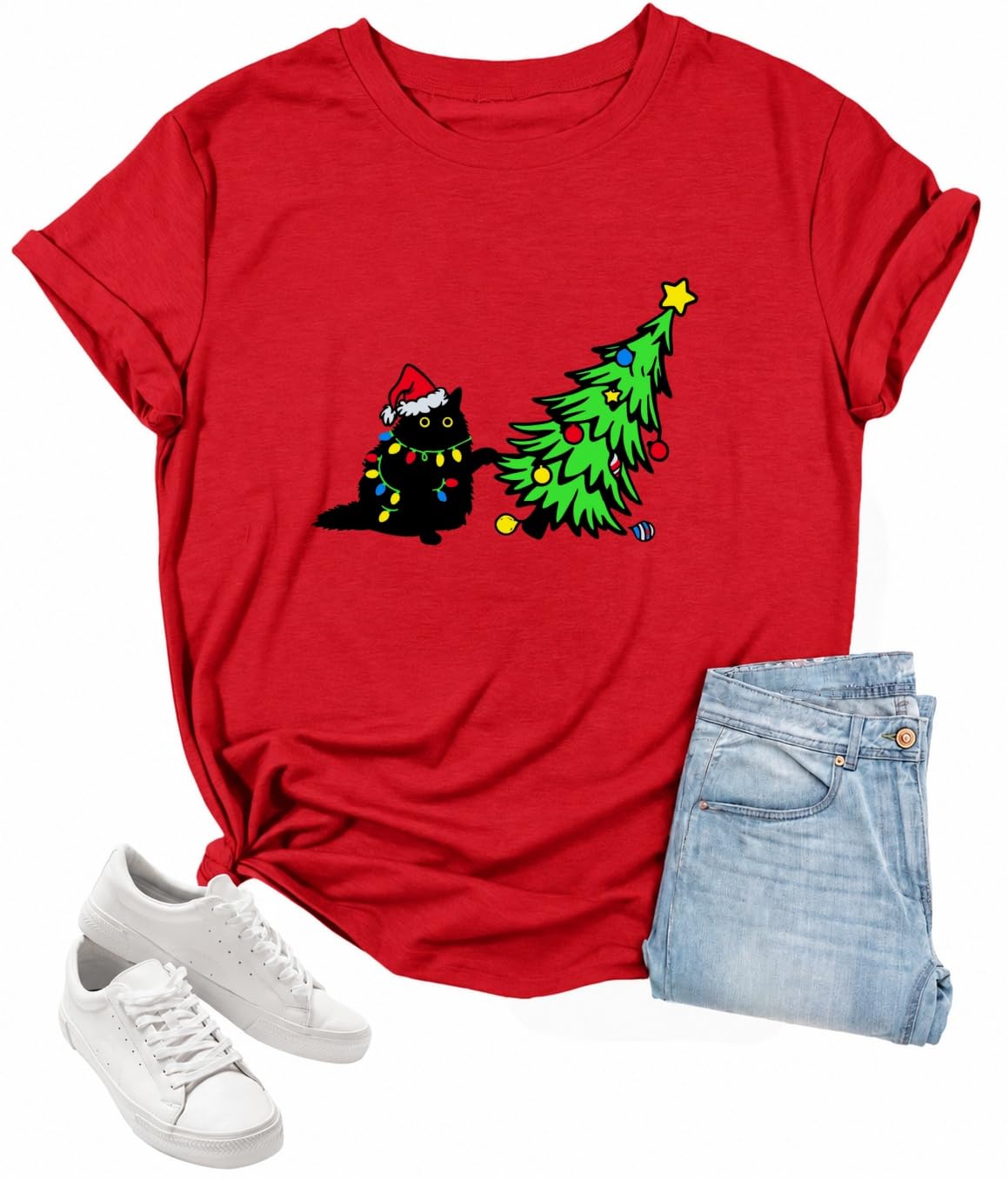 Cat Shirts for Women Black Cat Mom Shirt Cute Animal Graphic Tee Teen Funny Casu