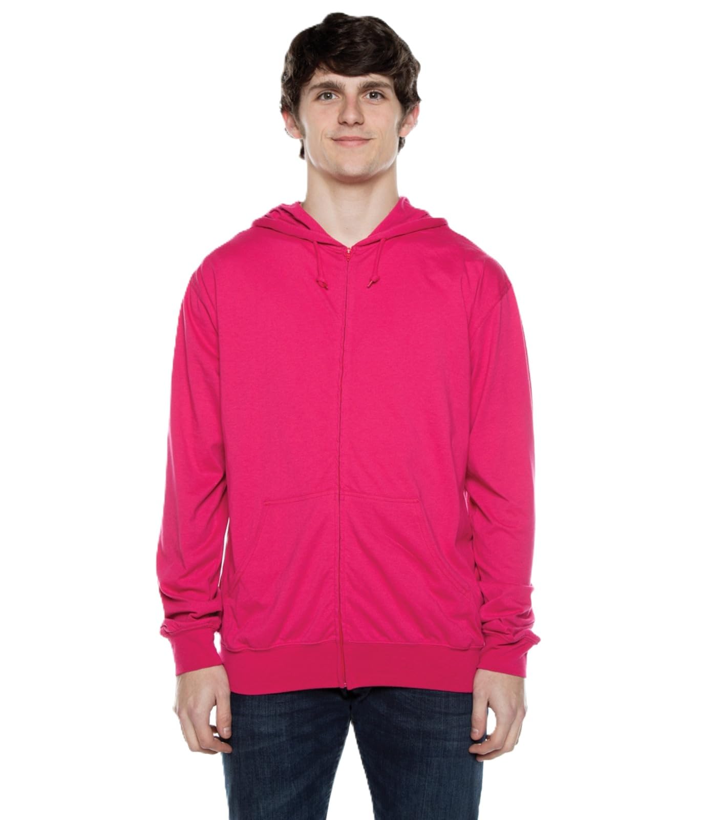 Cottonhood Lightweight Jersey Full Zip Hoodie for Men, Soft Long Sleeve