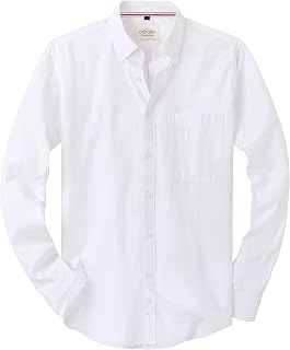 J.VER Men's Long Sleeve Oxford Shirts Smart Casual Business Formal Plain Non Iron Button Down Shirt with Pocket