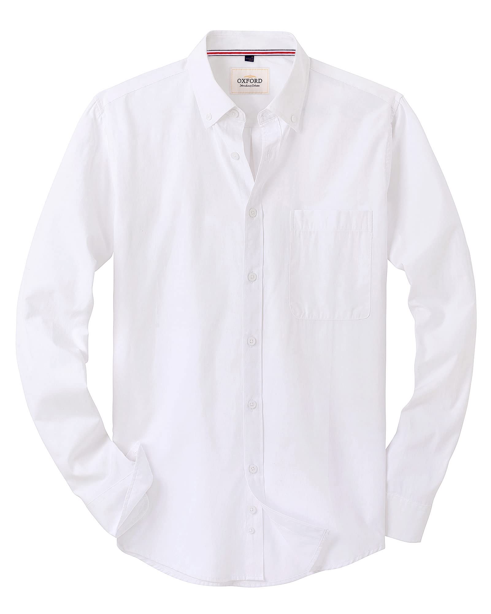 J.VER Men's Long Sleeve Oxford Shirts Smart Casual Business Formal Plain Non Iro