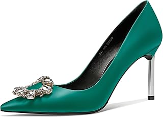 Castamere Women's High Heel Pointed Toe Stiletto High Heel Pumps Slip-on Diamond Crystal Wedding Party 8.5 cm Heels