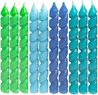 Unique Blue & Green Spiral Birthday Candles - 10ct, Vibrant Colors - Perfect For Parties, Cake Decorations & Celebrations