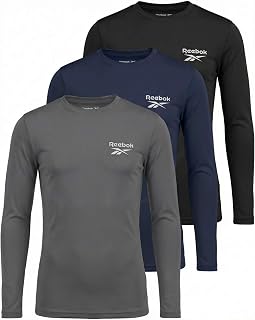 Reebok Boys Long Sleeve Rash Guard 3 Pack, Quick Dry Swim Shirts for Kids