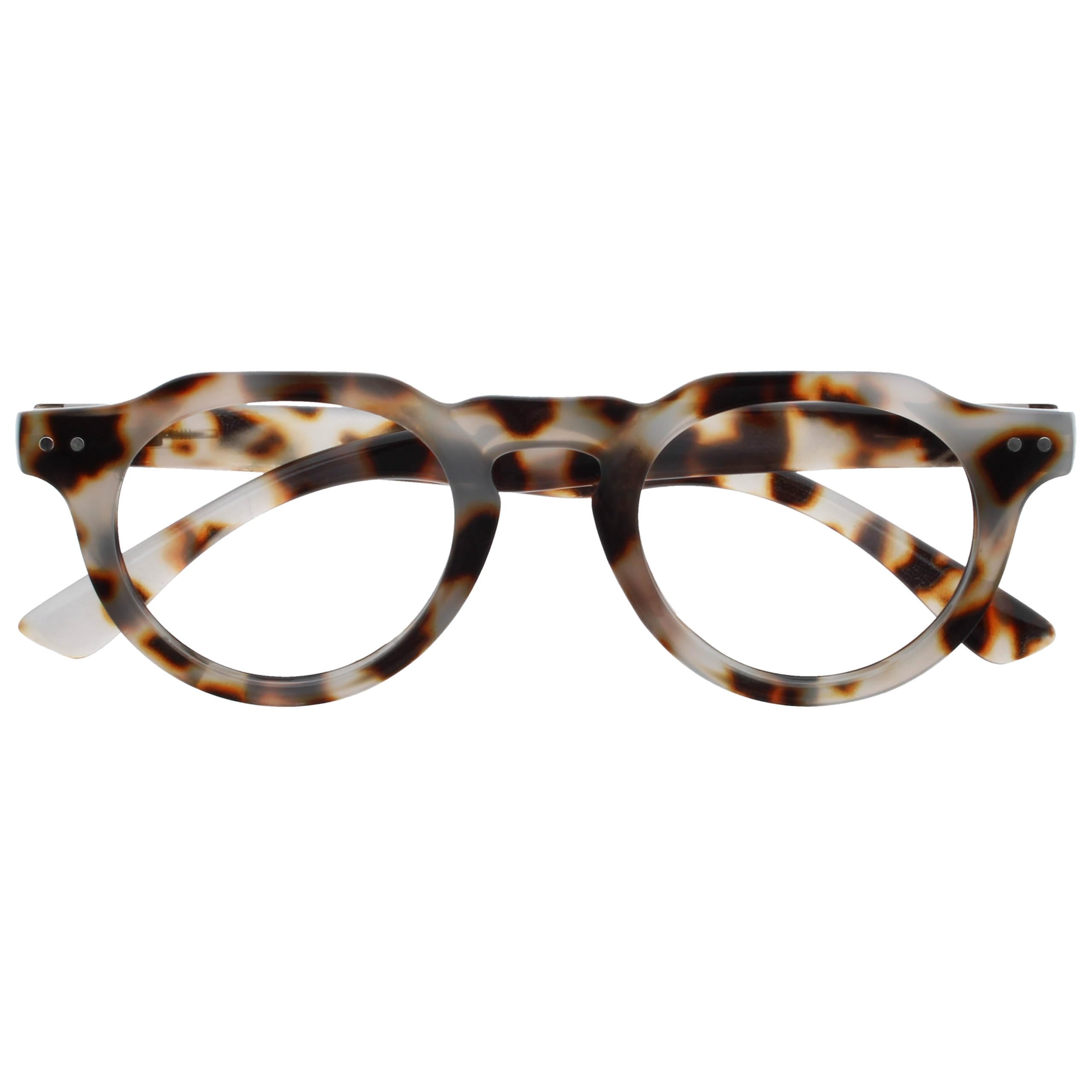 OPULIZE RIO Reading Glasses Anti Blue Light – Frame with Flat Top Edge – Spotted