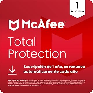 McAfee Total Protection para 1 dispositivo 2026 | Antivirus, VPN, software de seguridad, gestor de contraseñas, | Suscripción de 1 año con renovación automática | Descargar