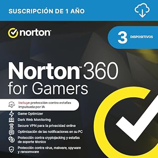 Norton 360 for Gamers 2026 |Antivirus 3 Dispositivos| 1 año| Descarga digital