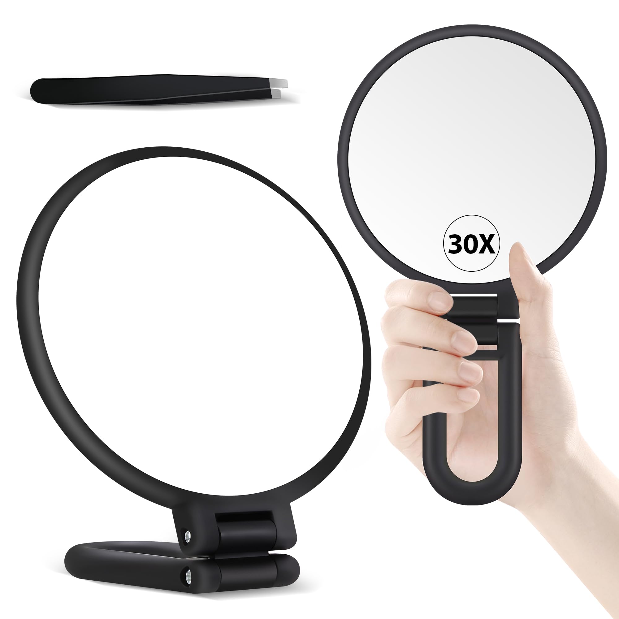 B Beauty Planet 30X Magnifying Mirror, Hand Mirror with Handle, Double Sided Han