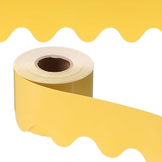 PATIKIL Bulletin Board Border, 65.5 Feet Poster Chalkboard Cork Decoration Trim Scalloped Borders Wall Decor for Classroom Office Locker, Light Gold