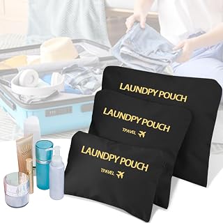 Travel Organizer, 3 Pcs Travel Storage Bags, Multifunctional Luggage Organizers, Travel Bag with Zipper for Cosmetics, Passport, Socks (Black, 3 Pieces)