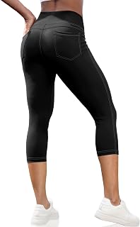 VOOVEEYA Capri Leggings for Women, High Waisted Yoga Pants with Pockets