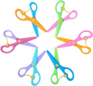 6Pcs Preschool Training Scissors,Children Safety Scissors Toddler Training Plastic Safety Kids Learning Scissors Art Craft Scissors (6 pcs)