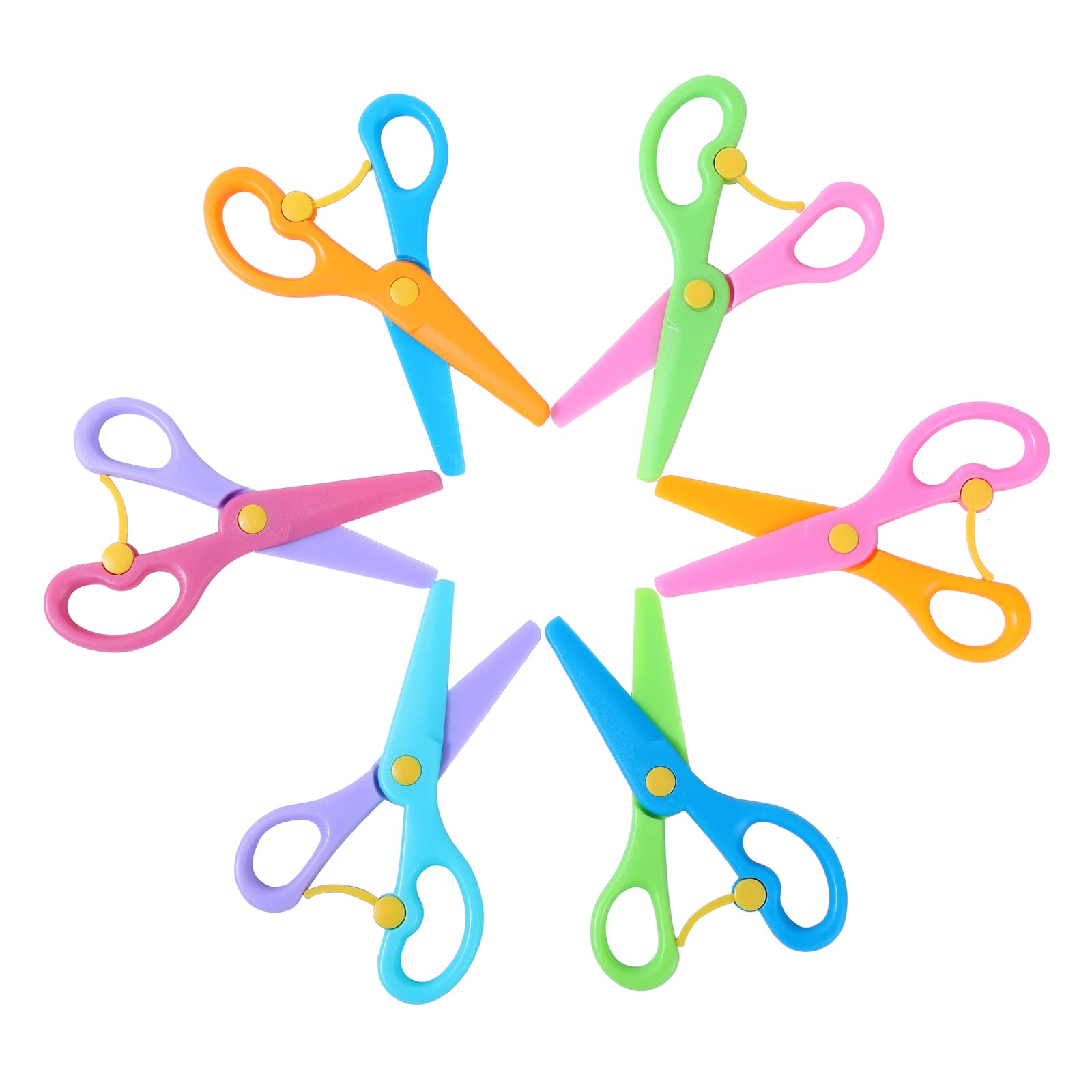 6Pcs Preschool Training Scissors,Children Safety Scissors Toddler Training Plast