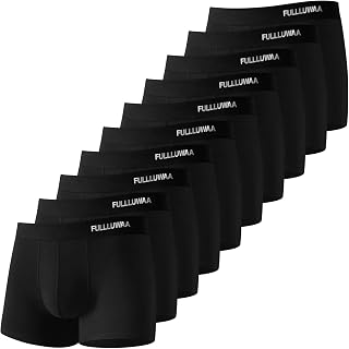 Fullluwaa Men's Cotton Boxer Shorts Pack of 10, Soft Elastic Waistband
