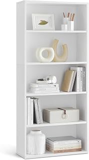 VASAGLE 5-Tier Bookshelf, Storage Organizer, 23.6 x 9.4 x 52.8 Inches | Particleboard and MDF, for Home Office, Cloud White, CUSTOS Collection ULBC165T14