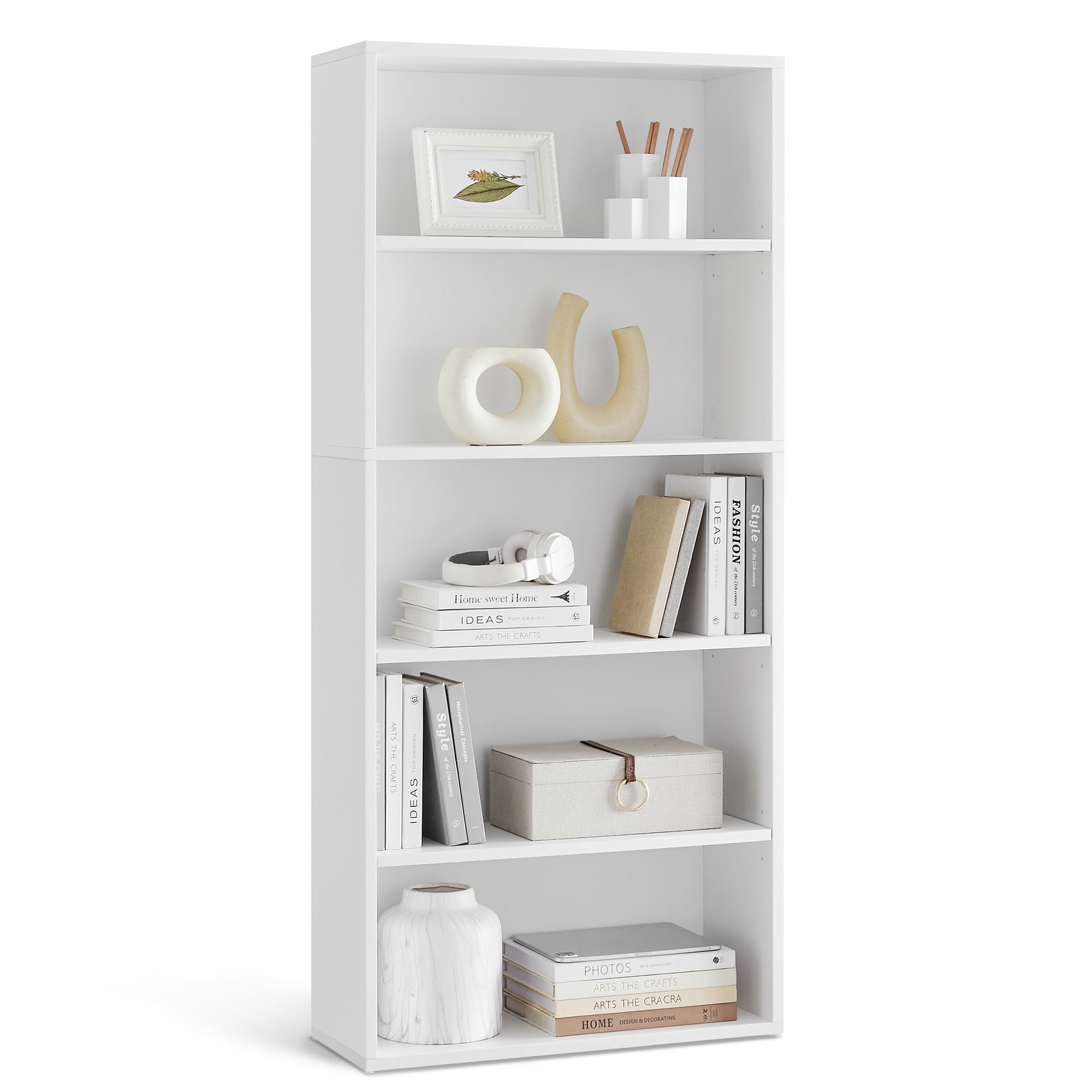 VASAGLE 5-Tier Bookshelf, Storage Organizer, 23.6 x 9.4 x 52.8 Inches | Particle