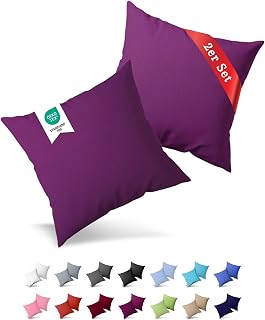 Pack of 2 Jersey Cushion Covers With Zip, Made of 100% Cotton, Cushion Cover Set in Many Sizes and Colours Oeko Tex, 40 x 40 cm