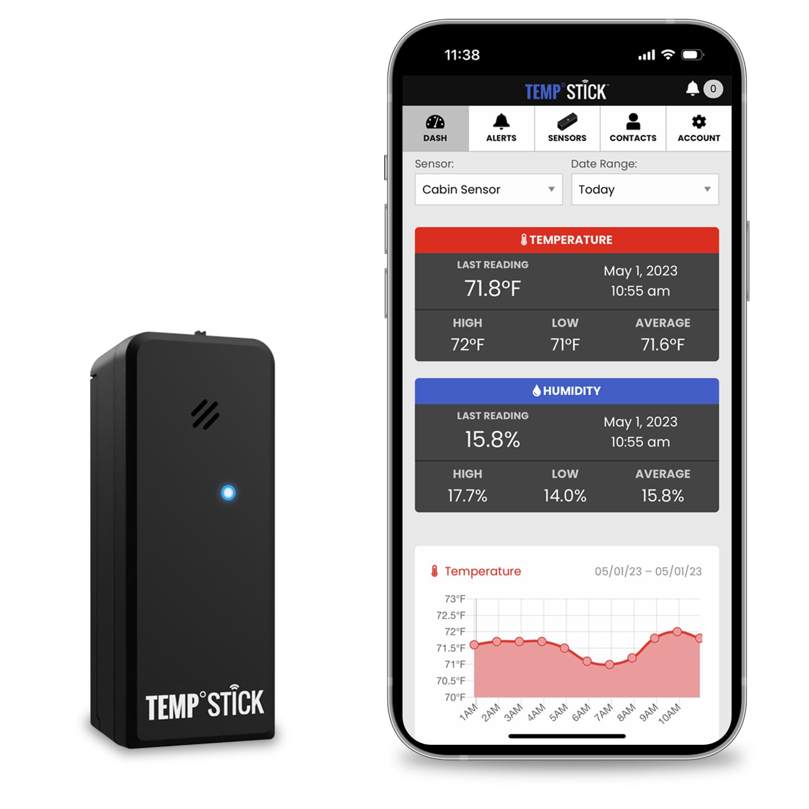 Temp Stick Remote WiFi Temperature & Humidity Sensor, Data Logger. No Subscripti