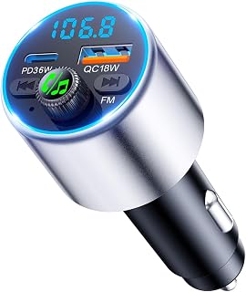 EOIWUY Upgraded Bluetooth Car Adapter 5.3 【Fast Charging】 & 【PD36W & QC3.0】 | 2 in 1 Car Bluetooth FM Transmitter, 【HiFi Crystal-Clear Sound】Wireless Car Radio Music Adapter, Hands-Free Calling Kit