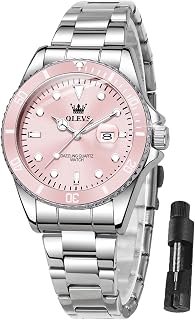 OLEVS Women's Silver Watch Watches for Women Luxury Small Wrists Stainless Steel Dress Wristwatches for Women Easy to Read Reloj para Mujer