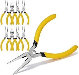 BOOSDEN 10 Pieces 5" Fine Nose Pliers, Mini Long Nose Pliers with Side Cutter, Precise Pliers with Comfortable Grip for Electronics, Crafts, DIY and Jewelry
