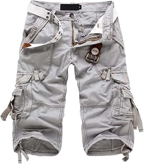 Cargo Shorts for Men Multi Pockets 3/4 Pants Solid Color Casual Sports Shorts Bermuda Short Pants Comfortable Resistant Shorts Work Pants Outdoor Summer