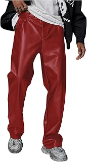 GORGLITTER Men's Leather Pants Baggy Western Concert Cowboy Rodeo Outfits