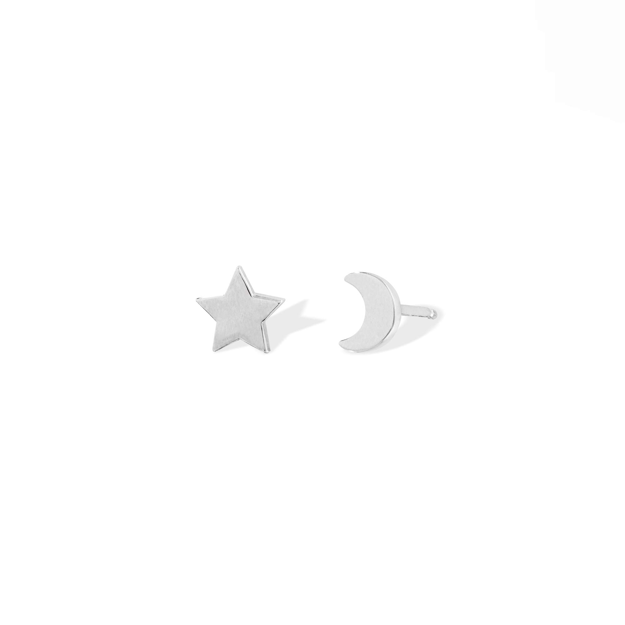 Boma Jewelry Sterling Silver Moon & Star Stud Earrings