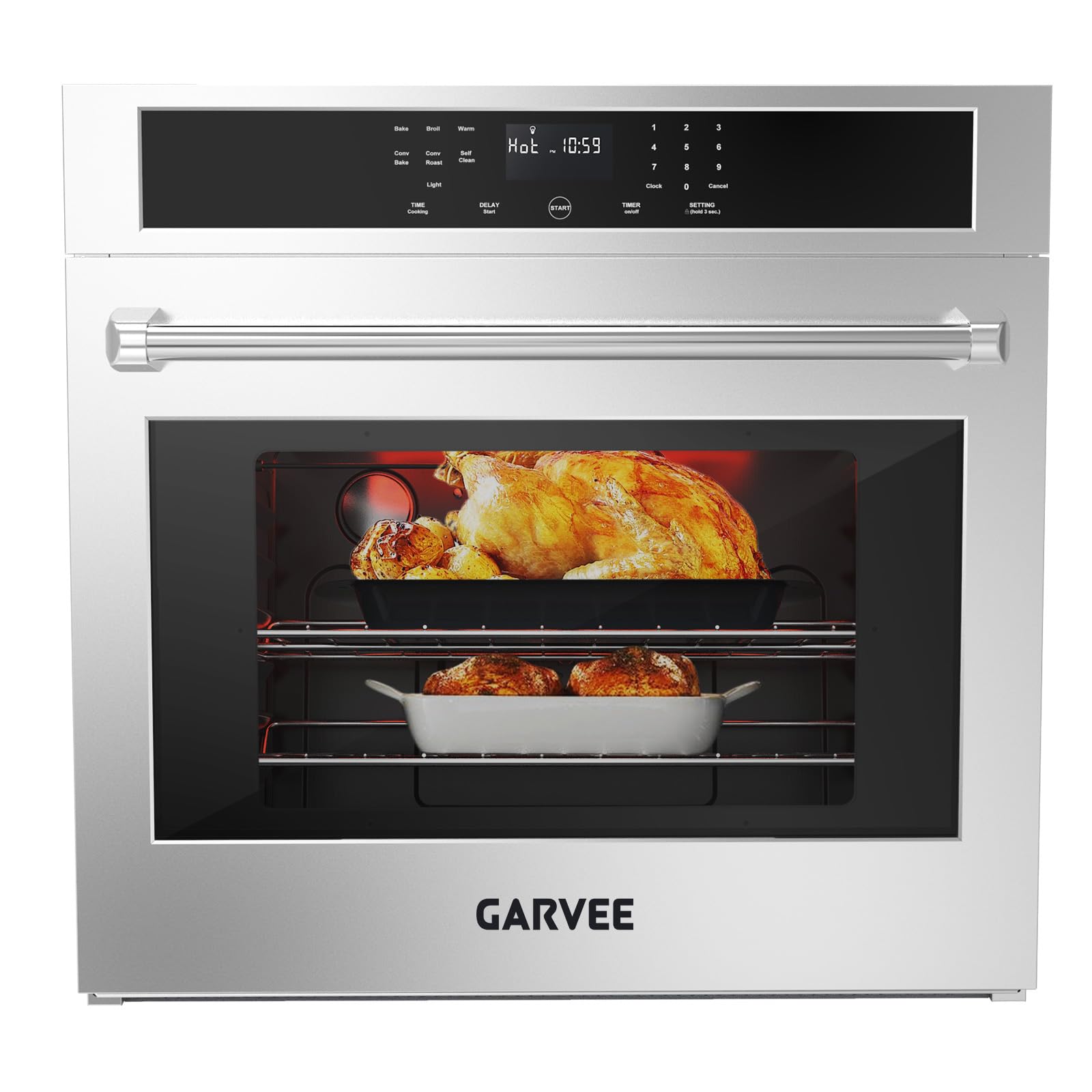 Garvee 30 Inch Electric Single Wall Oven, 4.8 Cu.Ft Built-in | Convection Oven, 