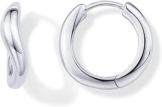 PAVOI 14K Gold Plated Wavy Huggie Hoop Earrings for Women, Twisted Hoops