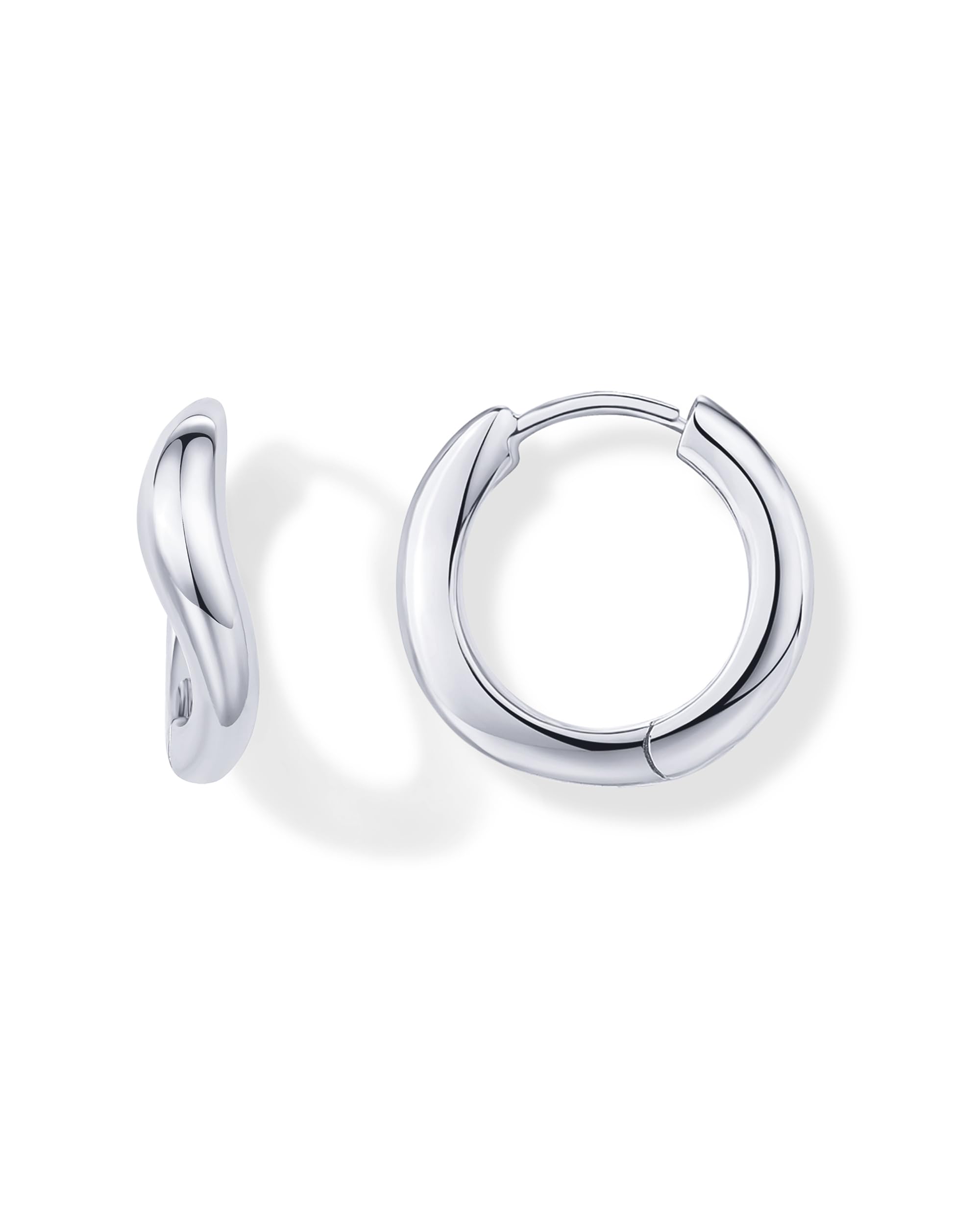 PAVOI 14K Gold Plated Wavy Huggie Hoop Earrings for Women, Twisted Hoops