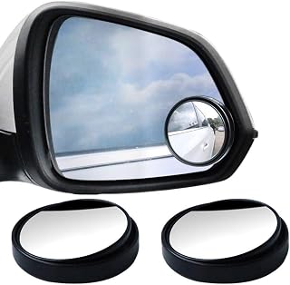 SUMAJU 2 Pcs Blind Spot Mirrors 360° Rotate Round HD Glass | Adjustable Automotive Stick-on Convex Side View Spot Mirror for Universal Cars