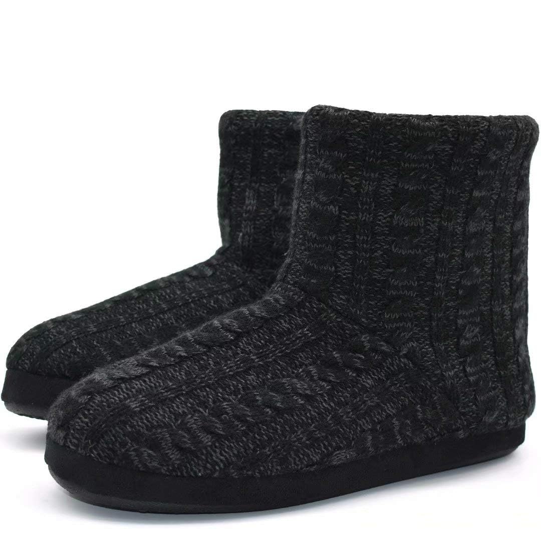 KuaiLu Slippers House Boot Man Winter Plush Wool Closed Slippers