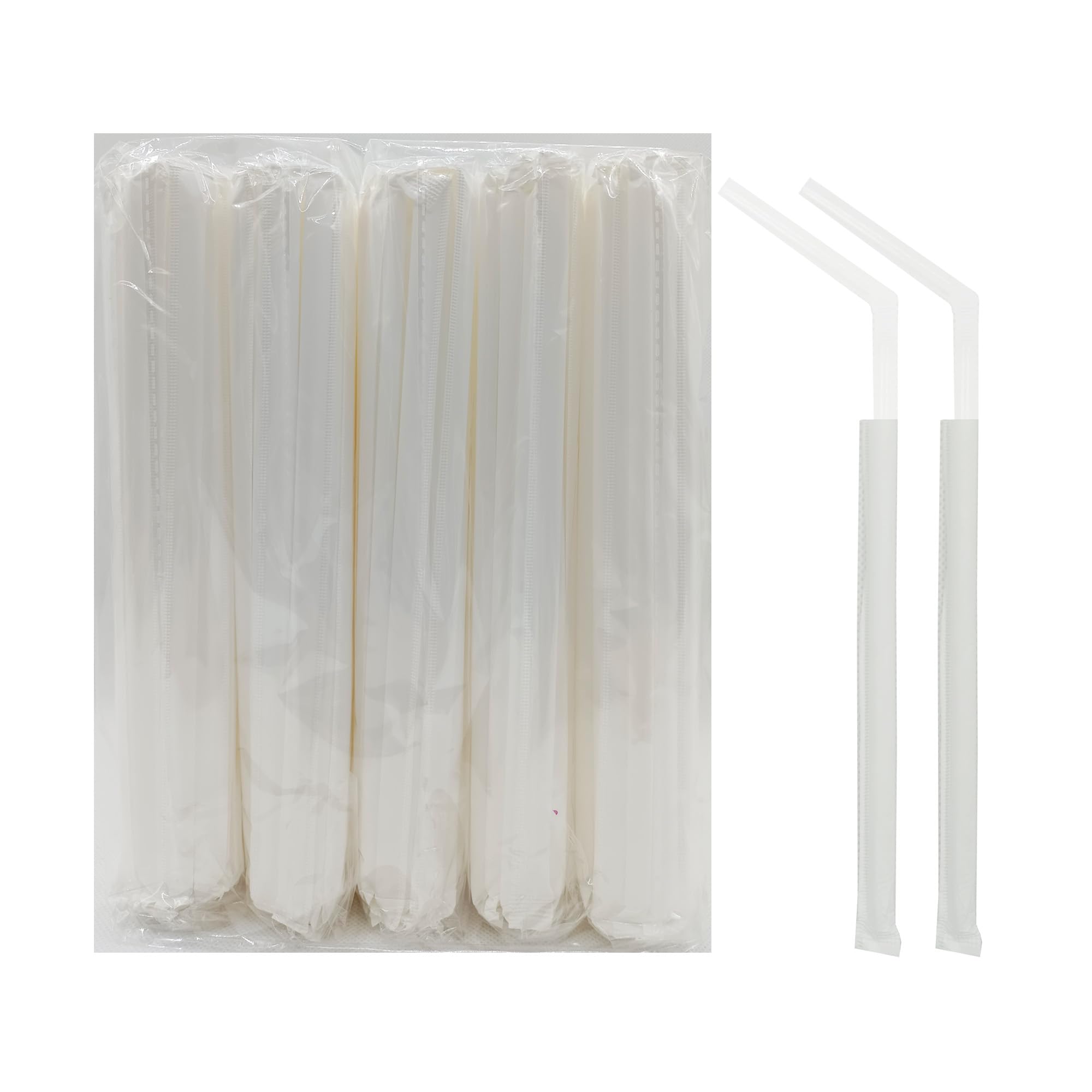 500 Counts Plastic Clear Plastic Straws Individually Wrapped, Soft Thin Bendy St