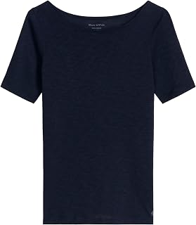 Marc O'Polo Women's Organic Cotton Boat Neck T-Shirt Manic Midnight XS