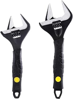 Sharp-tec Adjustable Spanner Set, Wide Jaw Opening Adjustable Wrench, Heavy-Duty Plumbing Tools for Plumbers, 8 inch/215mm and 10 inch/265mm