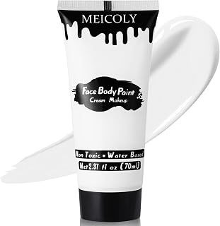 MEICOLY White Cream Face Body Paint,2.37Oz Large Tube Clown White Makeup,Water Based Full Body Paint for Adults and Kids,Halloween SFX Skull Joker Zombie Vampire Skeleton Goth Cosplay Mime Makeup