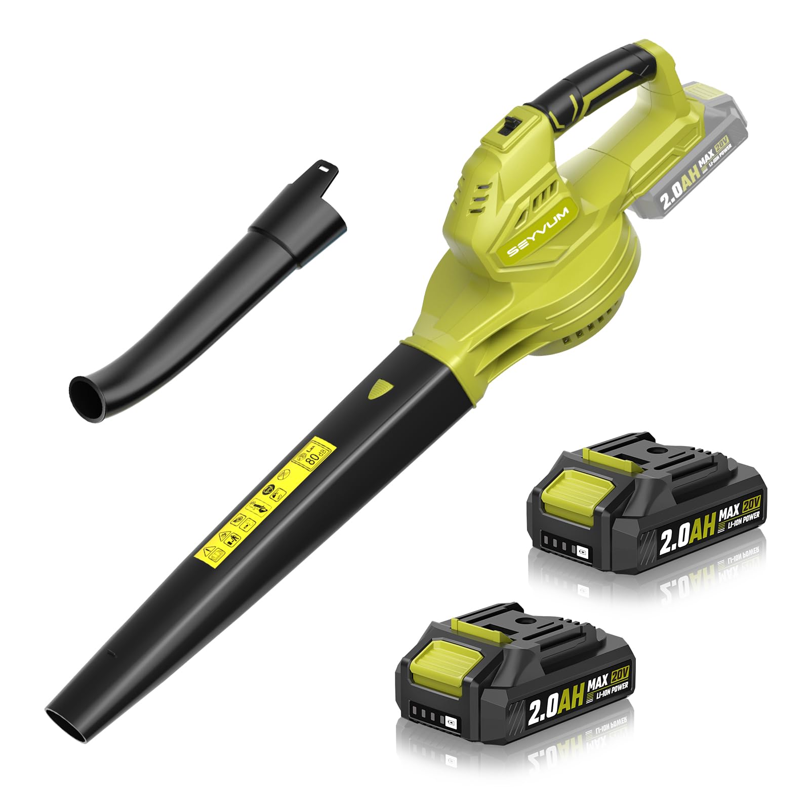 SEYVUM Leaf Blower 20V Cordless, with 2 x 2.0Ah Battery, 350 CFM 150 MPH | 15000