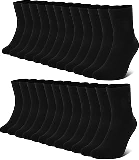 FALARY 12 Pairs of Socks Men Women Cotton Men's Socks Black White Sports