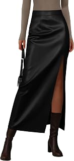 PRETTYGARDEN Gonne da donna in ecopelle 2025 autunno moda aderente a vita alta fessura lavoro ufficio inverno maxi gonna a matita lunga