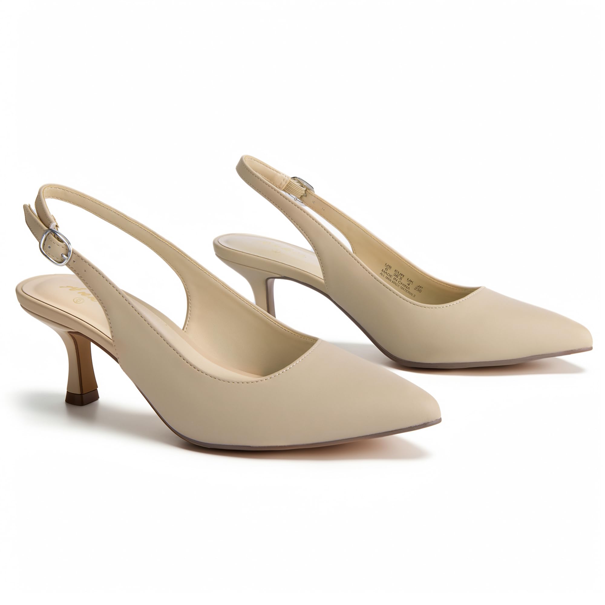 Ankis Women's Slingback Kitten Heels Closed Pointed Toe 2.5in Dress Pumps