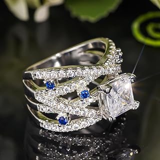 Gorgeous Princess Cut Sparkling Cubic Zirconia Cross Ring for Women