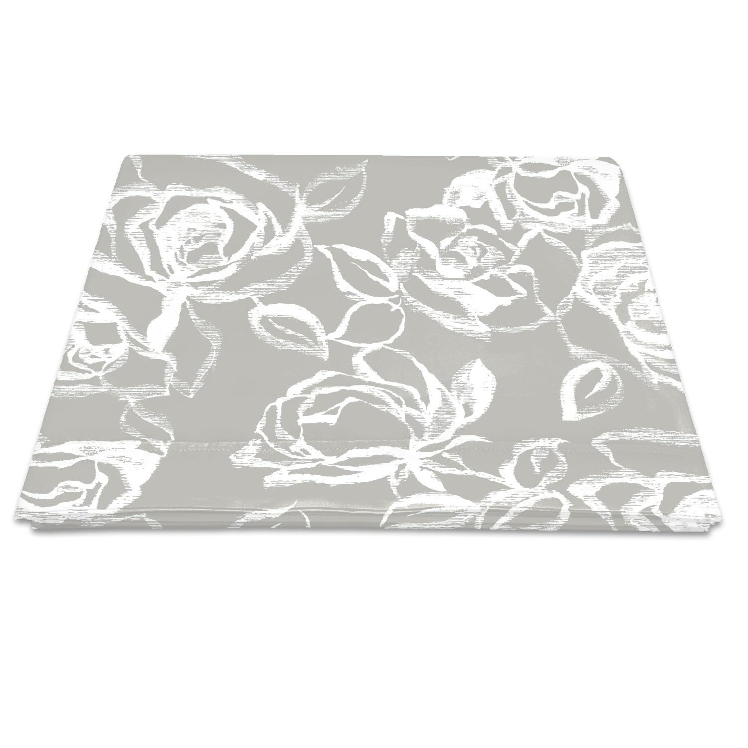 Pizuna Cotton Floral Silver Print Flat Sheet Super King 400 Thread Count