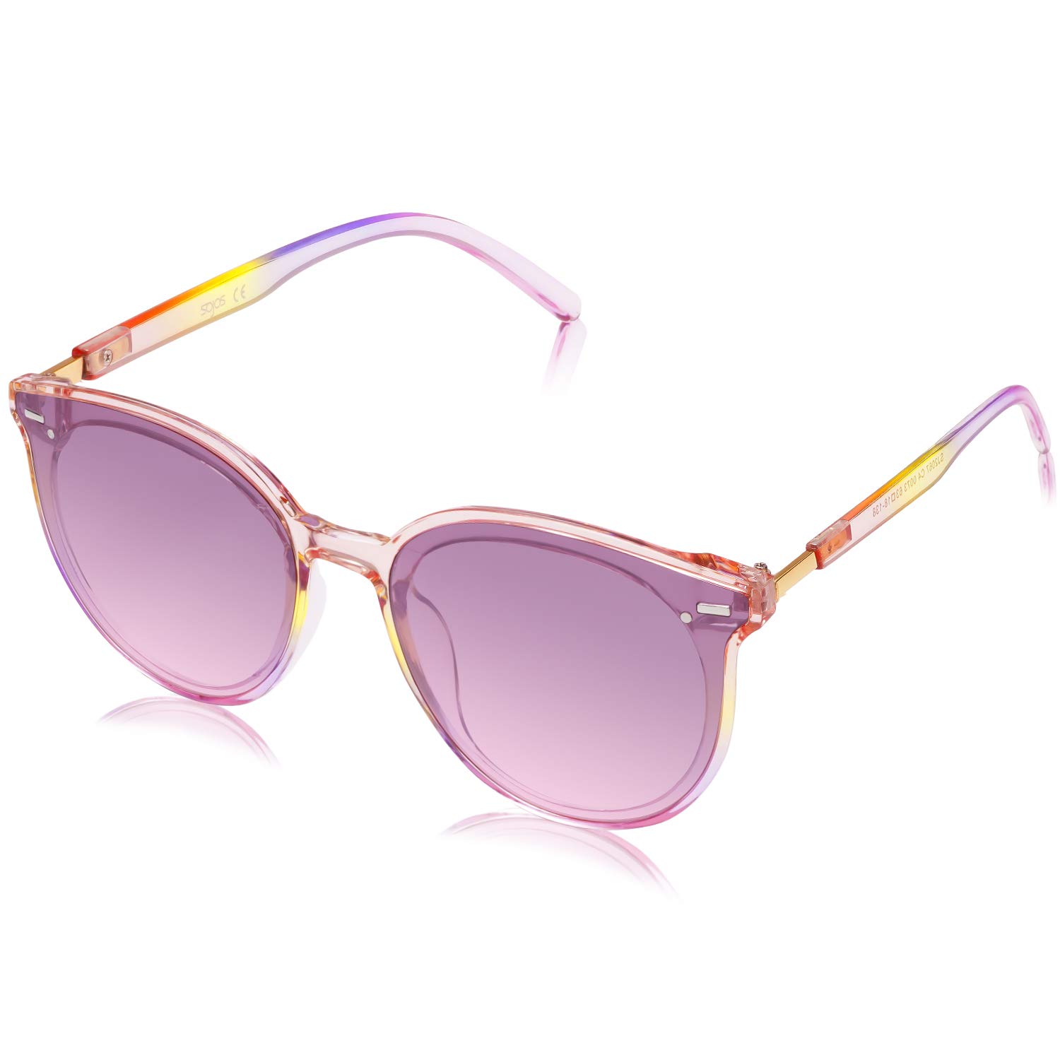 SOJOS Klassisch Retro Runde Sonnenbrille Damen Herren Groß Brille SJ2067