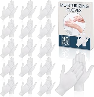 30 Pcs White Cotton Gloves for Dry Hands Sleeping, Men&Women Soft Sleep Gloves for Eczema and Moisturizing Overnight, Stretchable SPA Glove for Coin Jewelry Silver Inspection, Art handling, Halloween