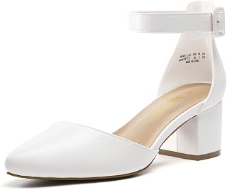DREAM PAIRS Damen Pumps klobigen Knöchelriemen