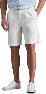 Haggar メンズ Cool 18 Pro ストレートフィット プリーツフロント 4方向ストレッチ 拡張可能ウエストショーツ ビッグ&トールサイズ