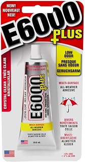 E6000 Eclectic Products inc. Plus Multi-purpose Clear Glue, Waterproof and Paintable, Strong Flexible Craft Adhesive for Wood, Glass, Fabric, Ceramic, Metal and More, 26.6ml