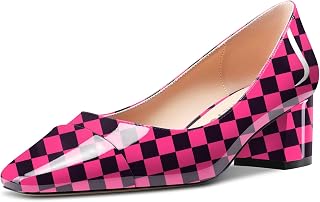 Castamere Women's Medium Chunky Wide Heel Square Toe Slip-on Pumps Office Casual 5 CM Heels