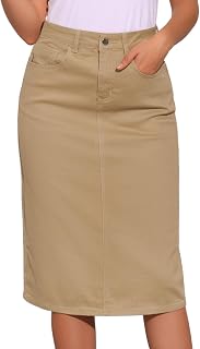 Allegra K Denim Pencil Skirts for Women High Waist Midi Casual Jean Skirt