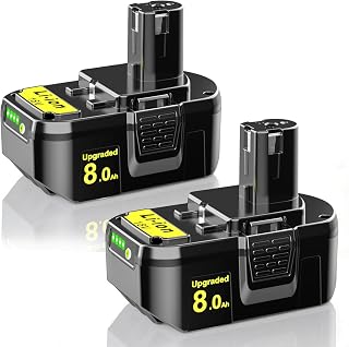 PEYESTEN 2-Pack 8.0Ah Replacement for Ryobi 18V Battery ONE+ P108 P102 | 2-Pack 8.0Ah; compatible with Ryobi ONE+ 18V tools; fits P102 P103 P104 P105 P106 P107 P108 P109 P122
